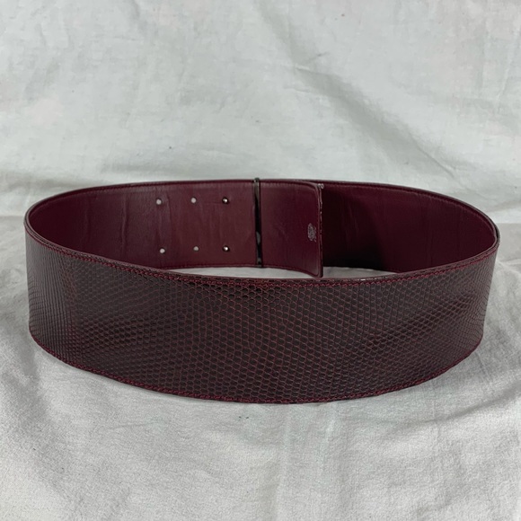 GUCCI Wide Burgundy Lizard and Leather Belt 70-28 main image 11